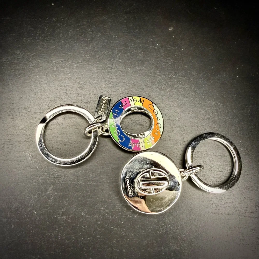 Coach Vintage Legacy Stripe Turnlock Valet Key Fob Bag Charm